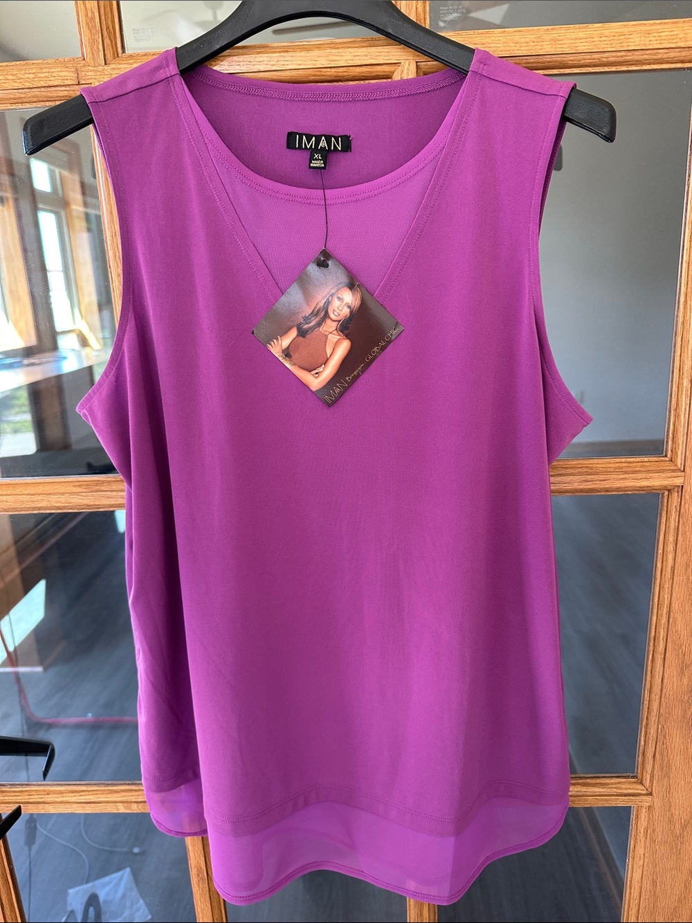 IMAN Magenta Sleeveless V-Neck Tank Top